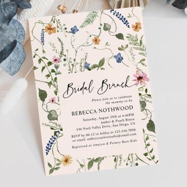 Mordern Boho Wildflowers Bridal Brunch Shower Invitations