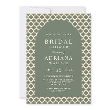 Moroccan Quatrefoil Sage Green Arch
