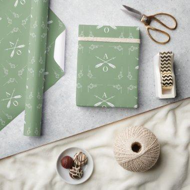 Moss Green Monogram and Arrows Wrapping Paper