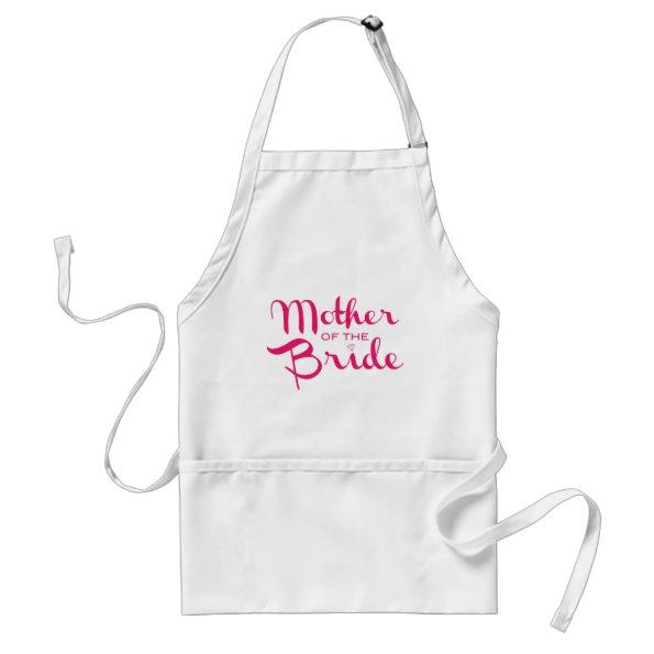 Mother of Bride Retro Script Hot Pink On White Adult Apron