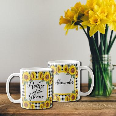 Mother of Groom Personalized Gingham Sunflowers Coffee Mug