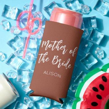 Mother of the Bride Brown Terracotta Wedding Seltzer Can Cooler