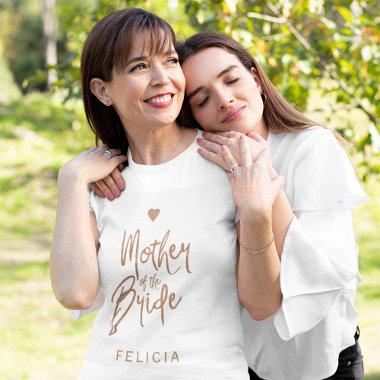 Mother of the bride copper glitter typography name T-Shirt