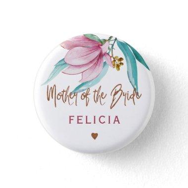 Mother of the bride floral copper bridal shower button