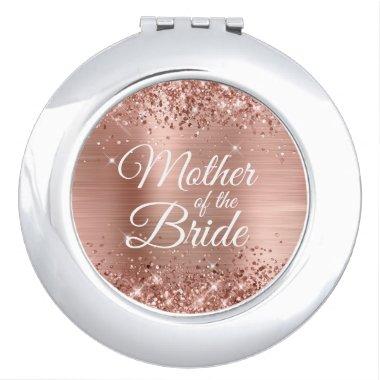 Mother of the Bride Glittery Rose Gold Foil Compact Mirror
