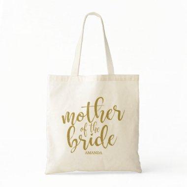 Mother of the Bride Modern Calligraphy Glitter Tote Bag