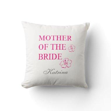 Mother Of The Bride Name Monogram Tropical Floral Throw Pillow