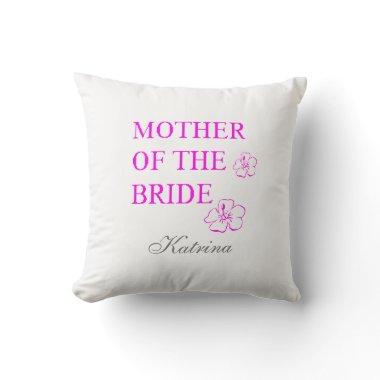 Mother Of The Bride Name Monogram Weddings Floral Throw Pillow