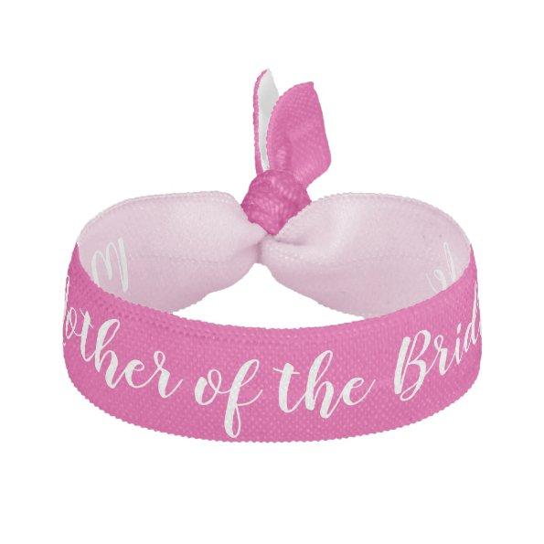 Mother of the Bride Pink White Wedding Party Gift Elastic Hair Tie