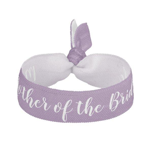 Mother of the Bride Purple White Wedding Party Elastic Hair Tie