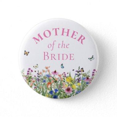 Mother of the Bride - Summer Floral & Butterflies Button