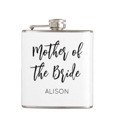 Mother of the Bride Wedding Black White Flask