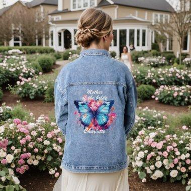 Mother of the Bride Wedding Butterfly Pink Floral Denim Jacket