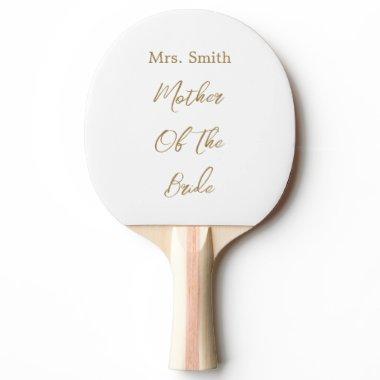 Mother Of The Bride Wedding Gift Favor Gold White Ping Pong Paddle