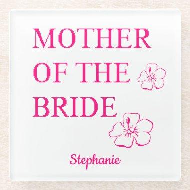 Mother Of The Bride Wedding Gift Pink Floral Glass Coaster