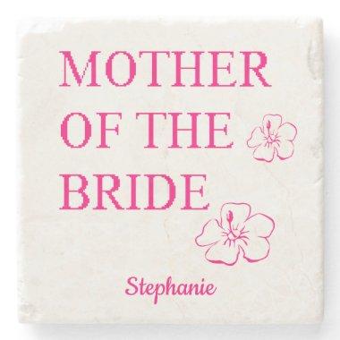 Mother Of The Bride Wedding Gift Pink Floral Stone Coaster