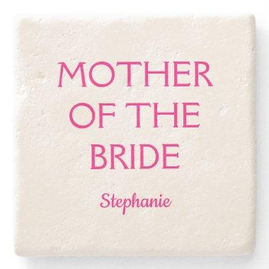 Mother Of The Bride Wedding Gift Pink White Stone Coaster