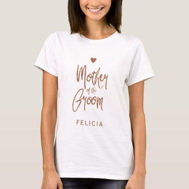 Mother of the groom copper glitter typography name T-Shirt