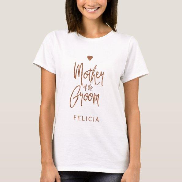 Mother of the groom copper glitter typography name T-Shirt
