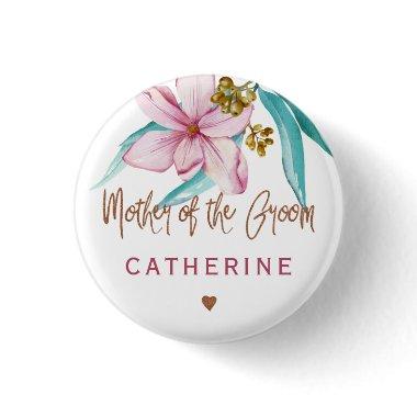 Mother of the groom floral copper bridal shower button