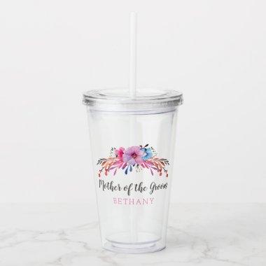 Mother of the Groom Floral Personalized Acrylic Tumbler