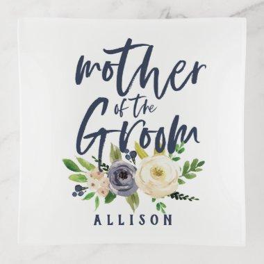 Mother of the groom floral watercolor gift trinket tray
