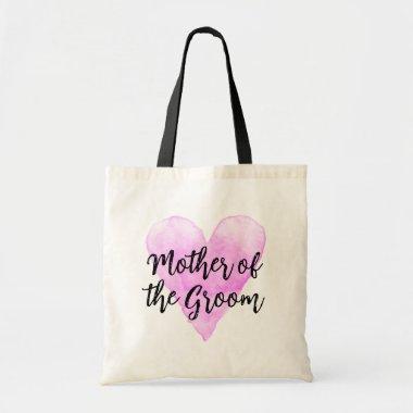 Mother of the groom pink watercolor heart wedding tote bag