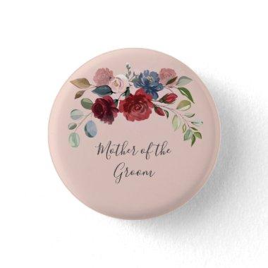 Mother of the Groom Rustic Burgundy Floral Custom Button