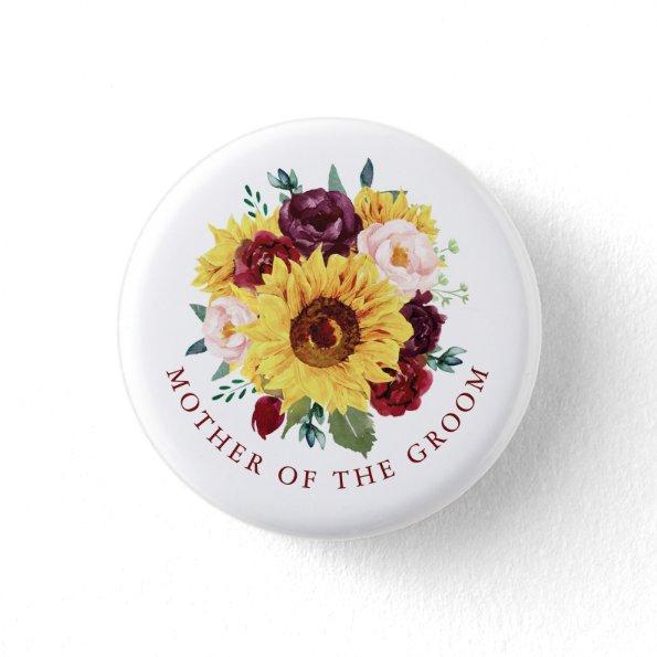 Mother of the Groom Sunflower Fall Floral Button