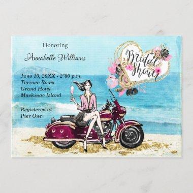 Motorcycle Biker Bridal Shower Invitations