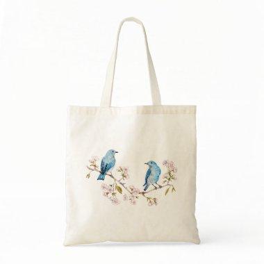 Mountain Bluebirds on Sakura Branch Tote Bag