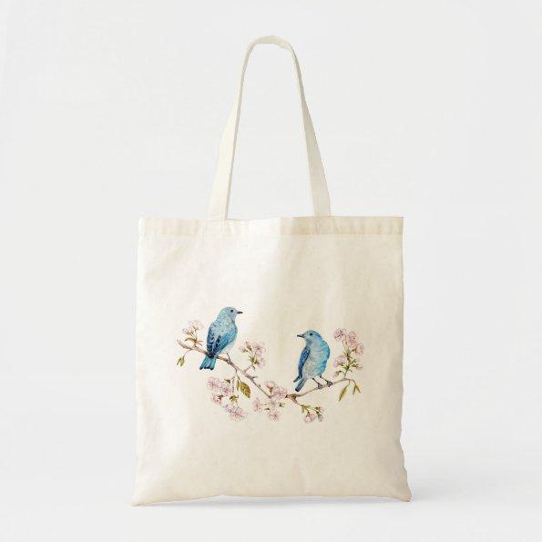 Mountain Bluebirds on Sakura Branch Tote Bag