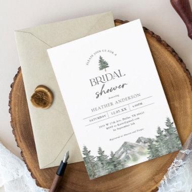 Mountain Forest Pine Tree Bridal Shower Invitations