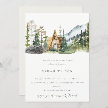 Mountain Pine Forest Cabin Bridal Shower Invite