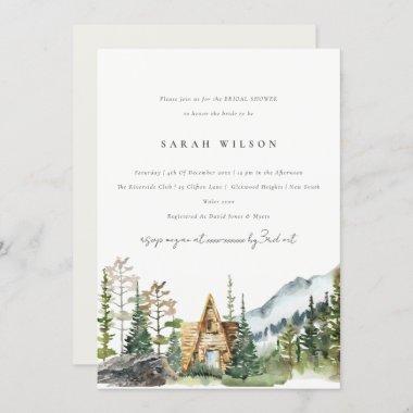 Mountain Pine Forest Cabin Bridal Shower Invite