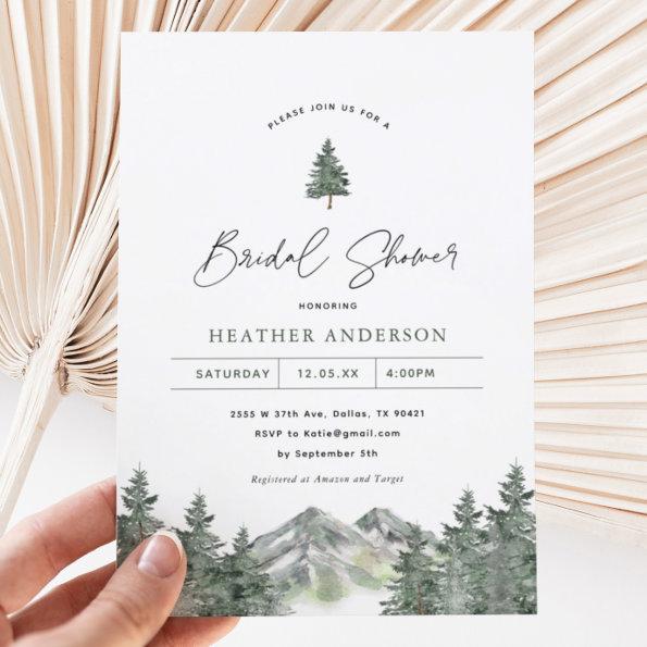 Mountain Pine Winter Bridal Shower Invitations