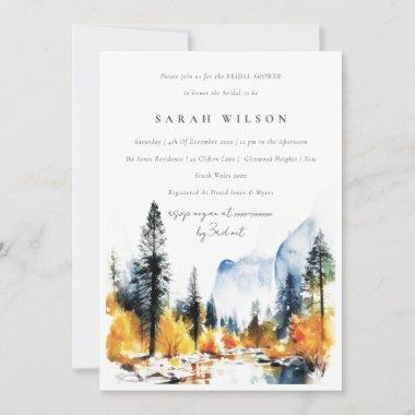 Mountain River Fall Winter Landscape Bridal Shower Invitations