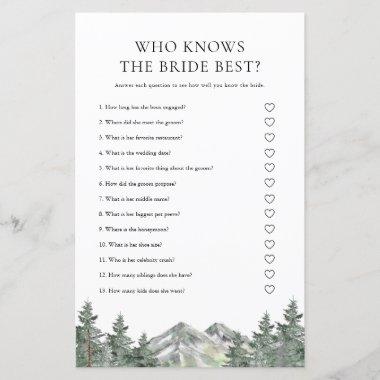 Mountain Who Knows The Bride Best Game Invitations