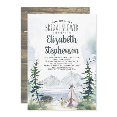 Mountains Adventure Boho Rustic Bridal Shower Invitations