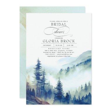 Mountains Forest Fog Evening Boho Bridal Shower Invitations