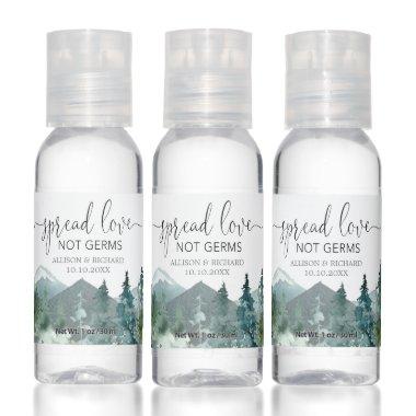 Mountains spread love not germs wedding favors hand sanitizer
