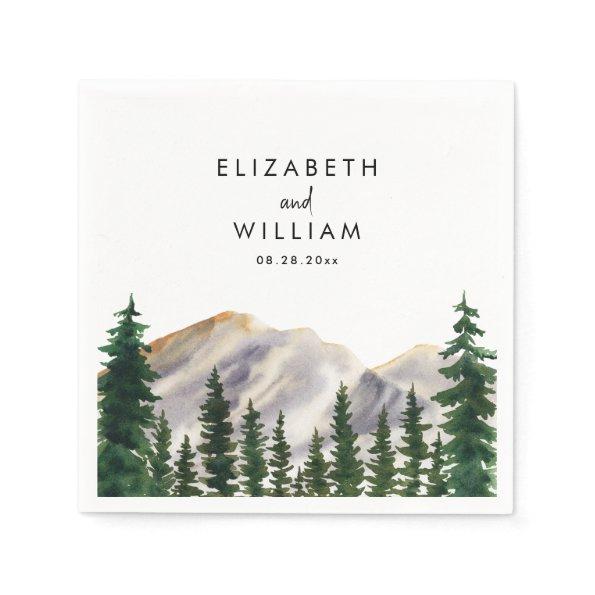 Mountains Watercolor Forest Wedding Napkins