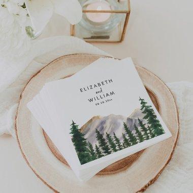 Mountains Watercolor Forest Wedding Napkins