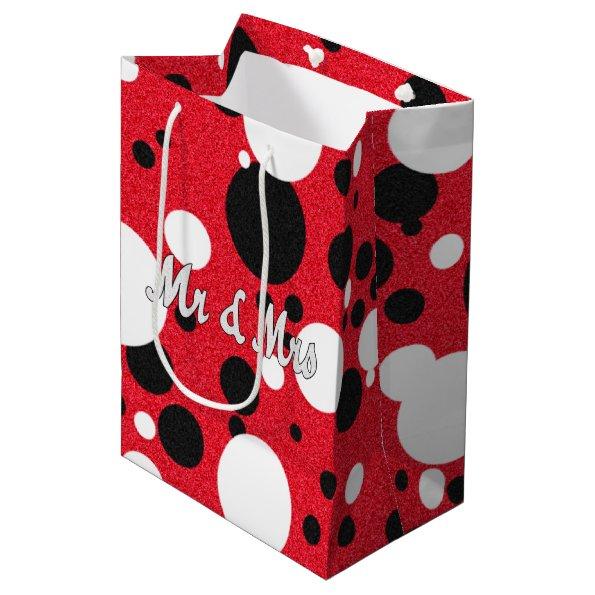 Mouse Party Mr & Mrs Bridal Shower Polka Dot Medium Gift Bag
