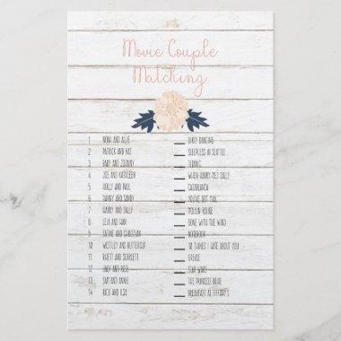 Movie Couple Matching Bridal Shower Game