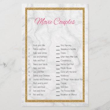 Movie Couple Matching Bridal Shower Game Stationery