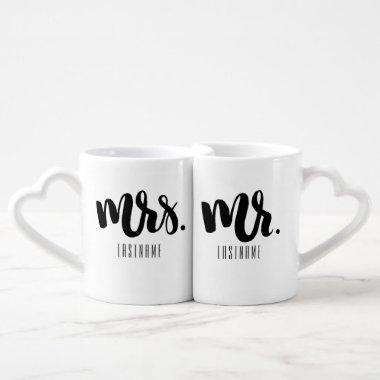 Mr. and Mrs. Connecting Heart Mugs