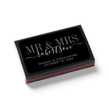 Mr and Mrs Elegant Text Wedding Favor Matchboxes