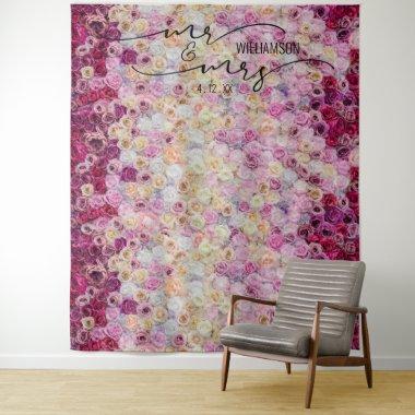 Mr. and Mrs. Floral Roses Wedding Backdrop