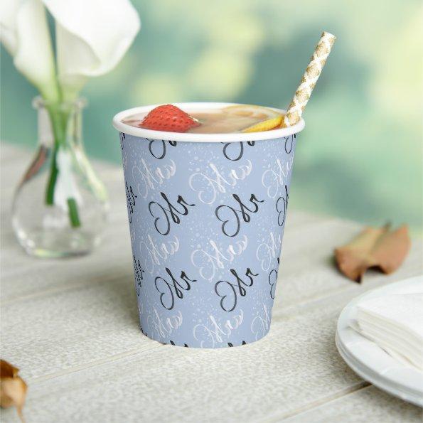 Mr and Mrs Light Blue Wedding Paper Cups